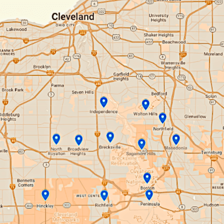 Map NE Ohio Map Of The Suburbs of Greater Cleveland, Ohio.